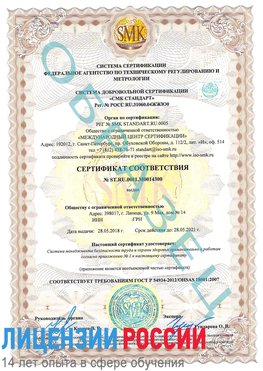 Образец сертификата соответствия Смоленск Сертификат OHSAS 18001